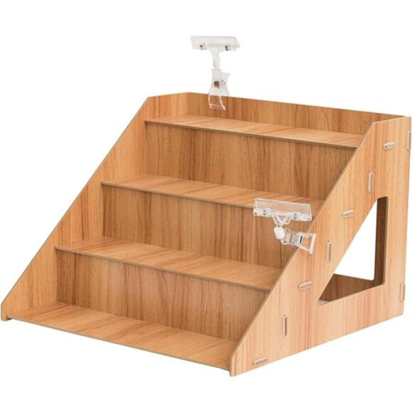 4 Tier Wooden Display Riser Craft Show Countertop Stand for Soap Candle Cupcakes - Picture 1 of 7